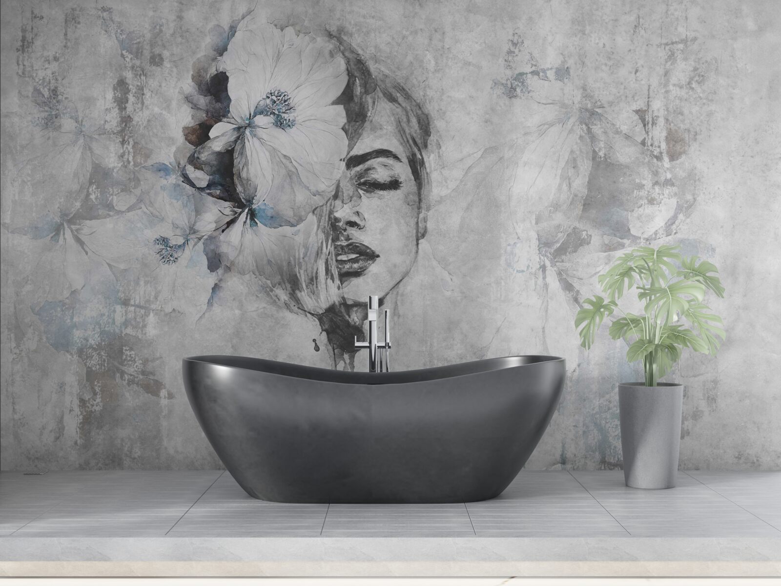 Fototapeta wizerunek dziewczynki na szarym tle