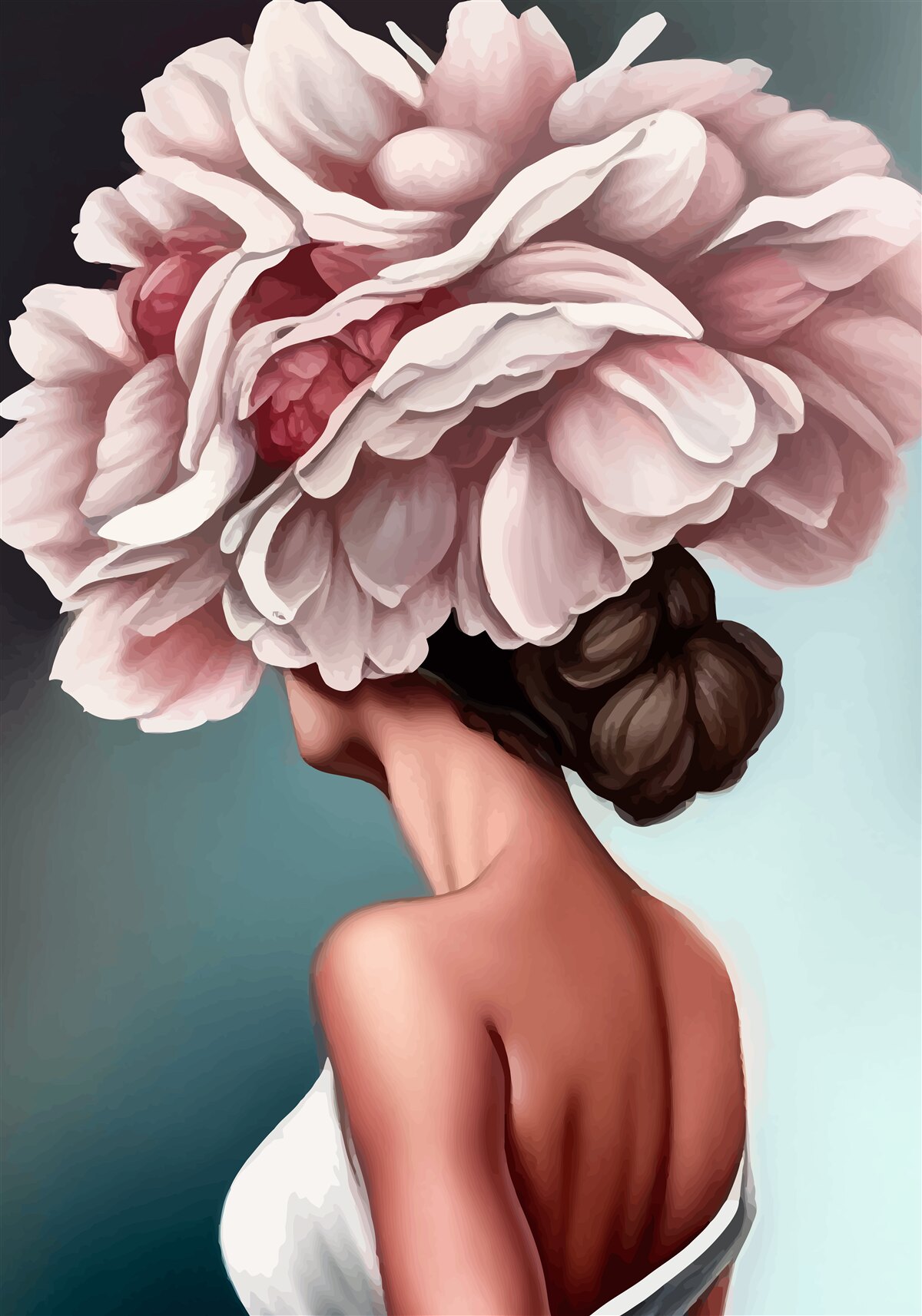 Fototapeta dziewczyna, której włosy zastąpiono kwiatami