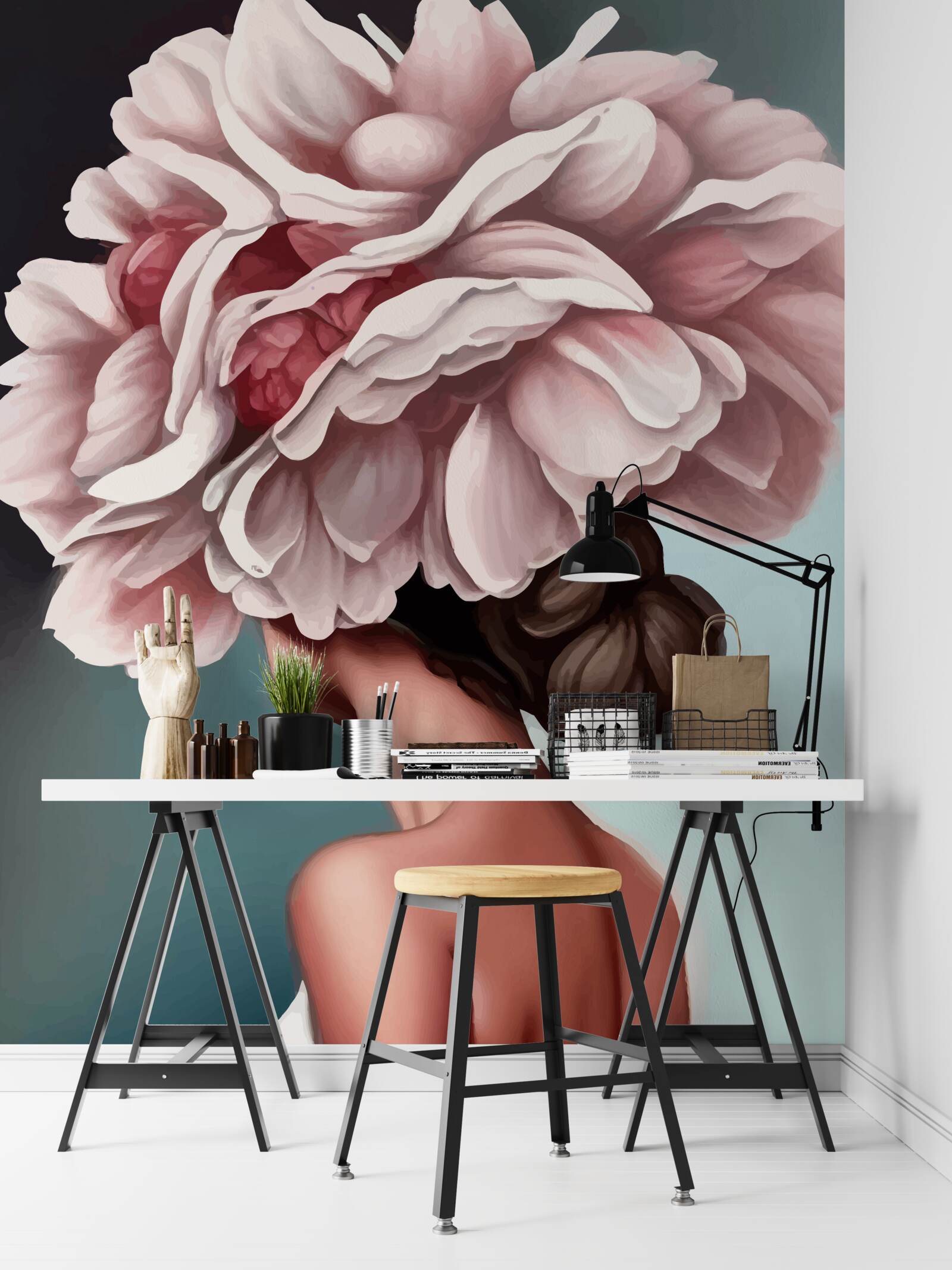 Fototapeta dziewczyna, której włosy zastąpiono kwiatami