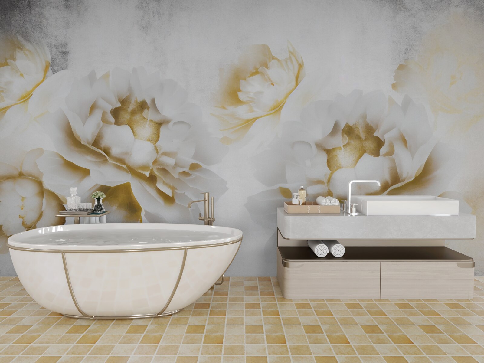 Fototapeta felicia, ciesząca oko swoją złocistą śnieżnobiałością