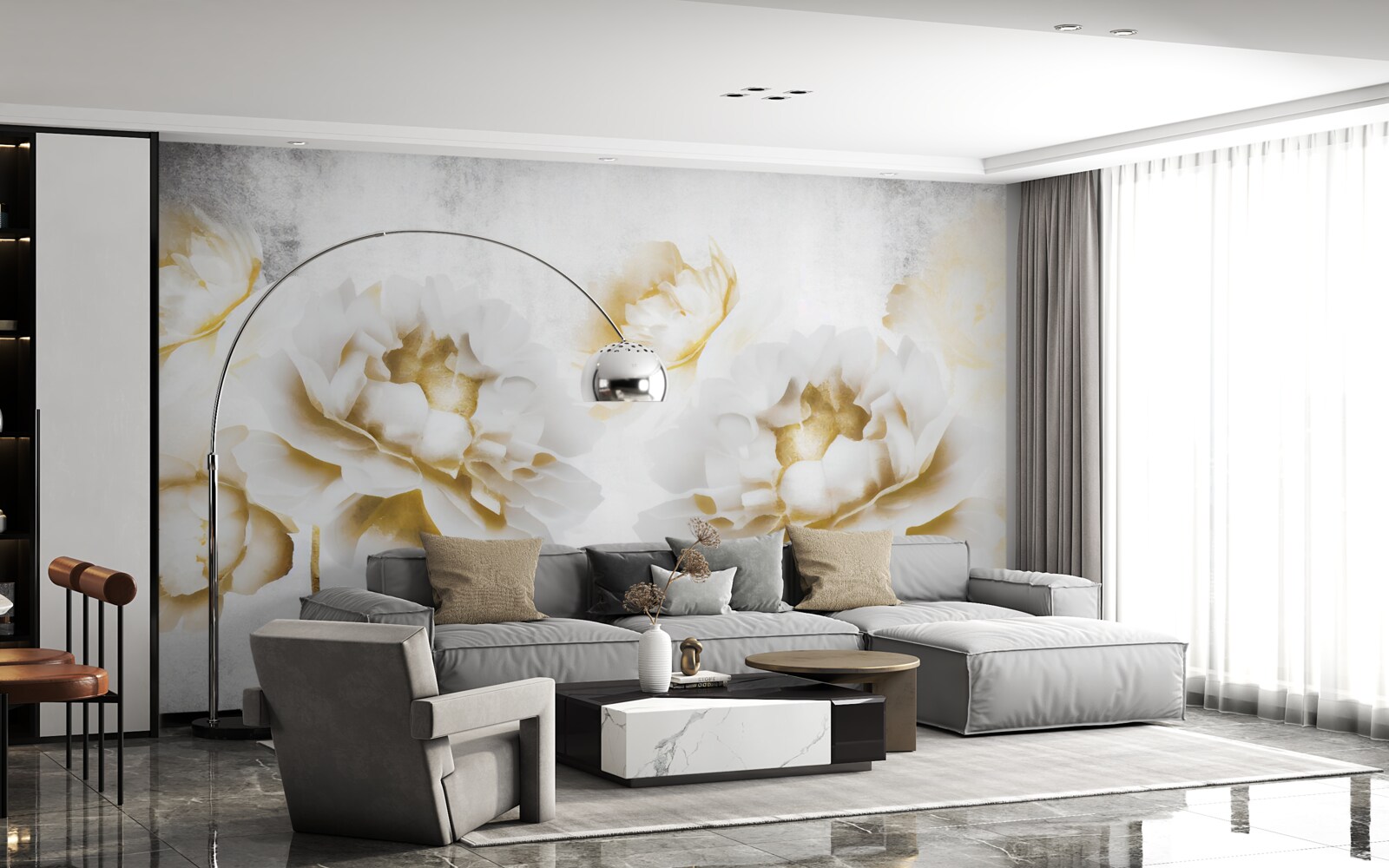 Fototapeta felicia, ciesząca oko swoją złocistą śnieżnobiałością