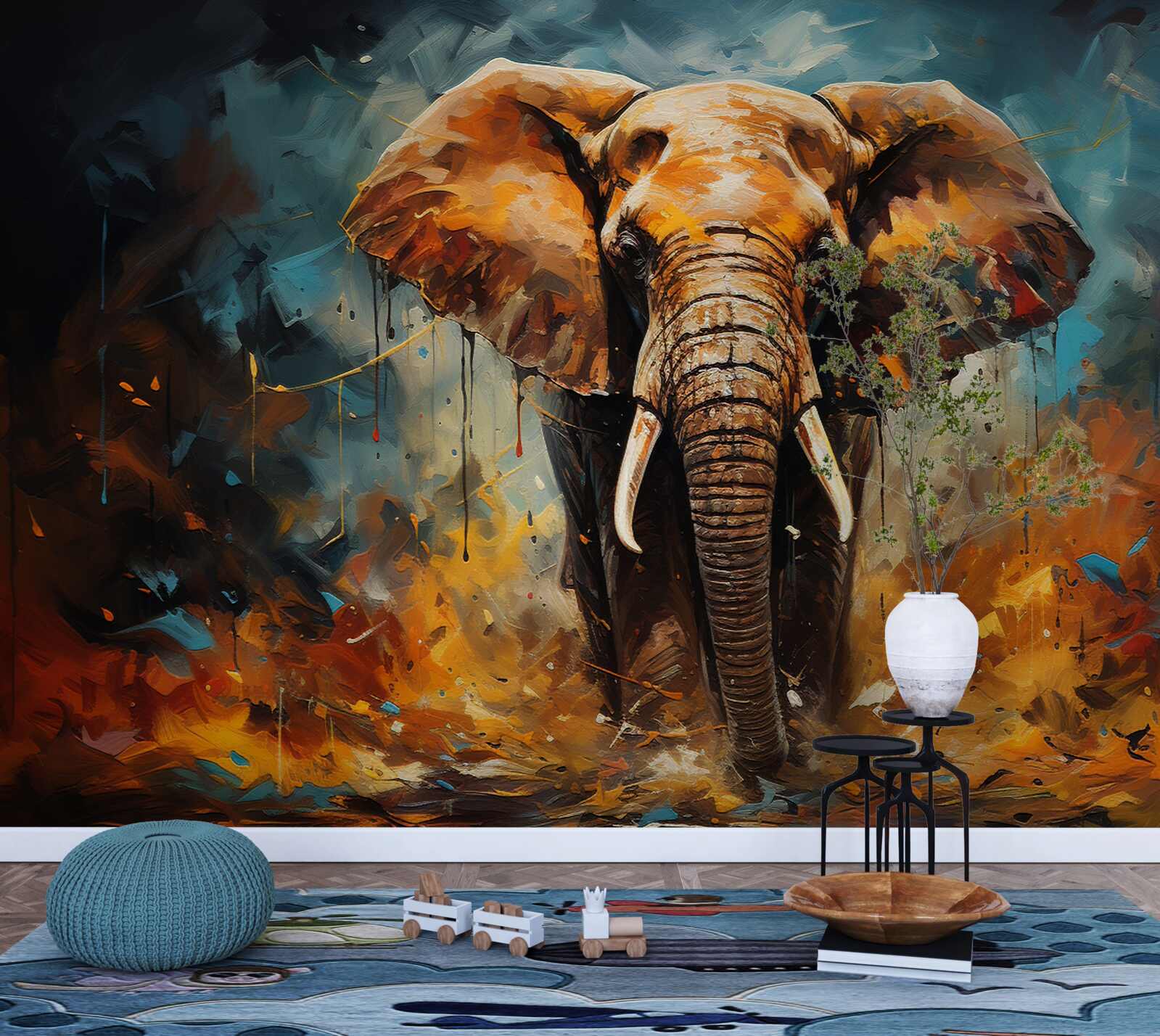 Fototapeta potężny słoń spaceruje o zmierzchu