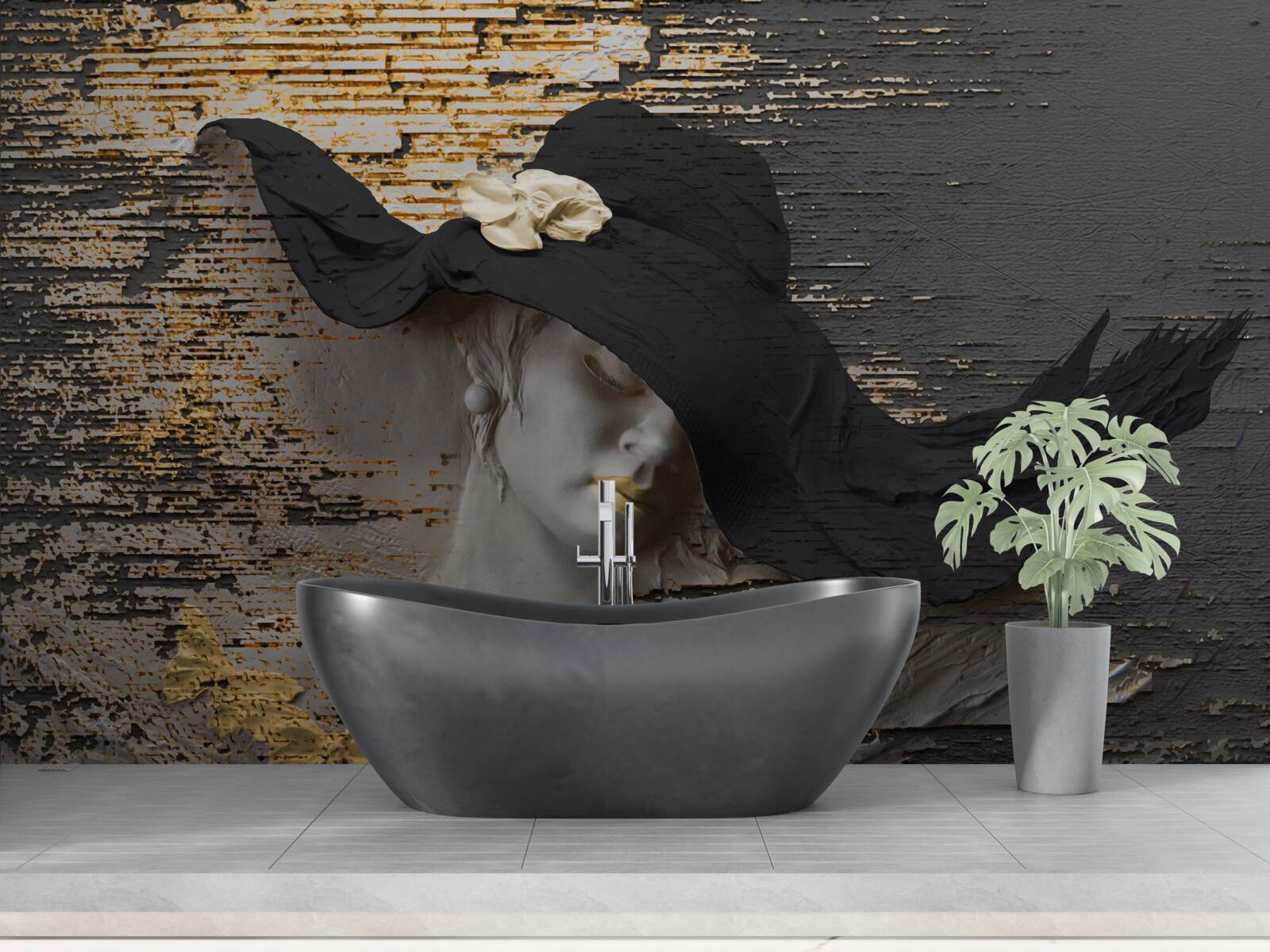 Fototapeta kobieta z kwiatami w czapce