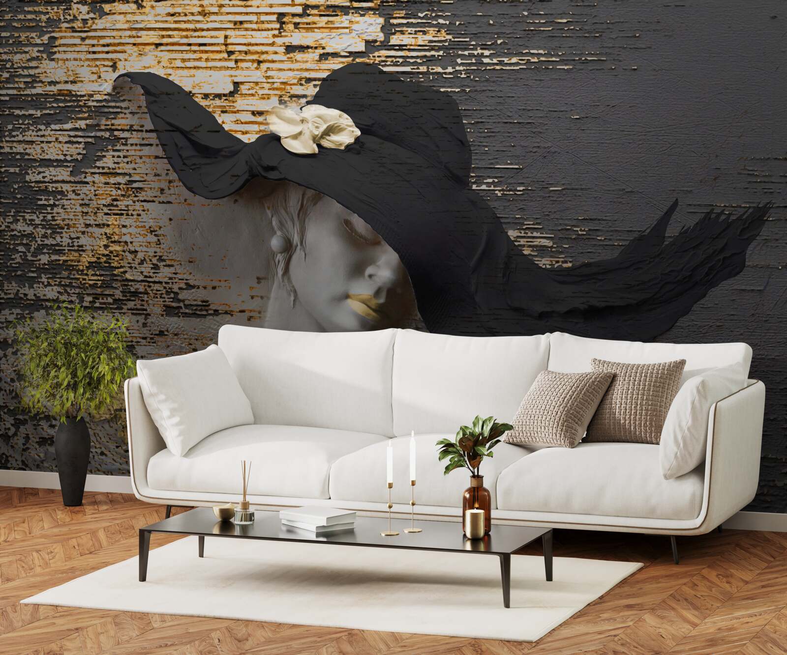 Fototapeta kobieta z kwiatami w czapce