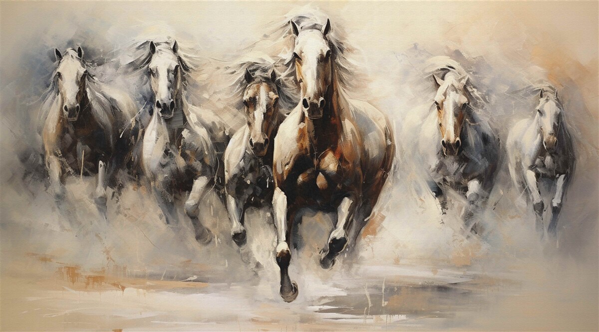 Fototapeta galopuje grupa koni