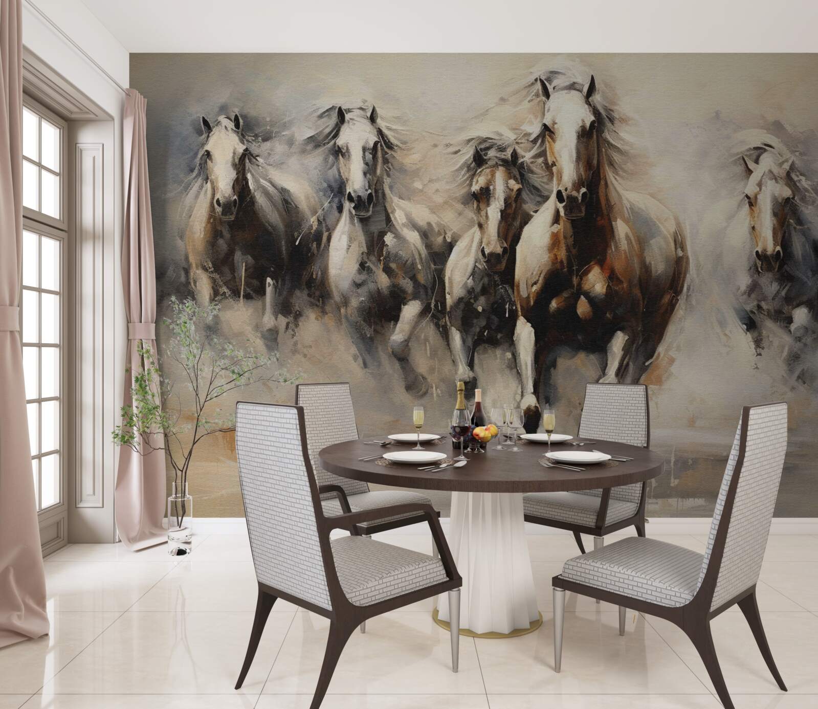 Fototapeta galopuje grupa koni