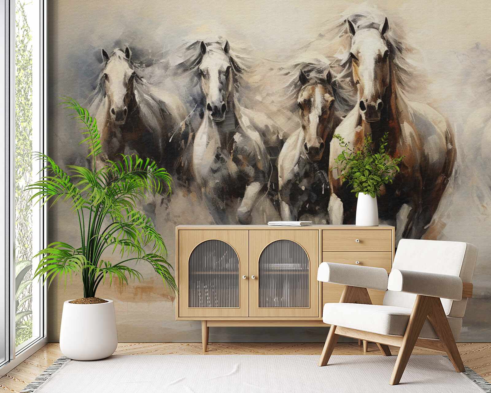 Fototapeta galopuje grupa koni