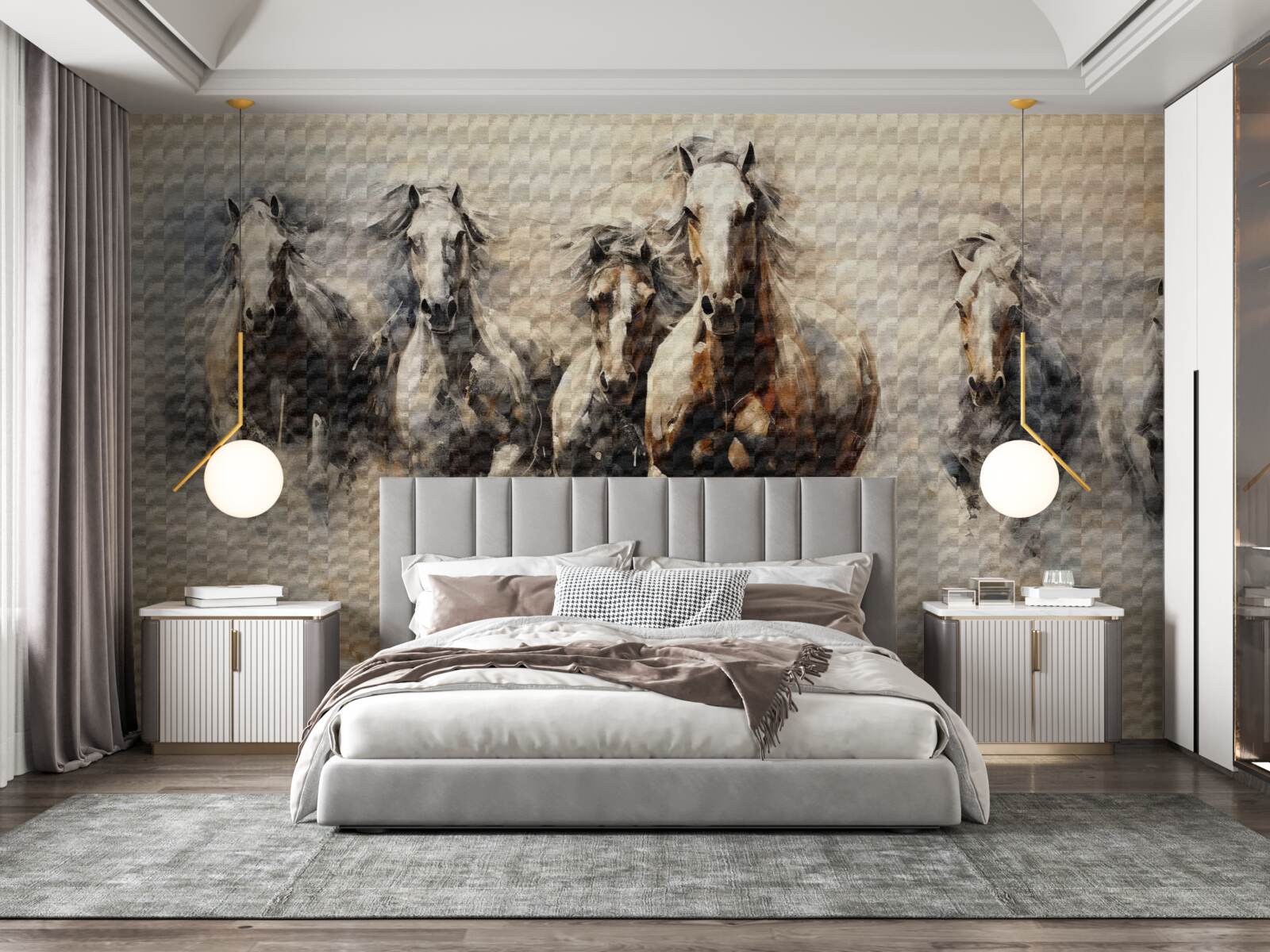 Fototapeta galopuje grupa koni