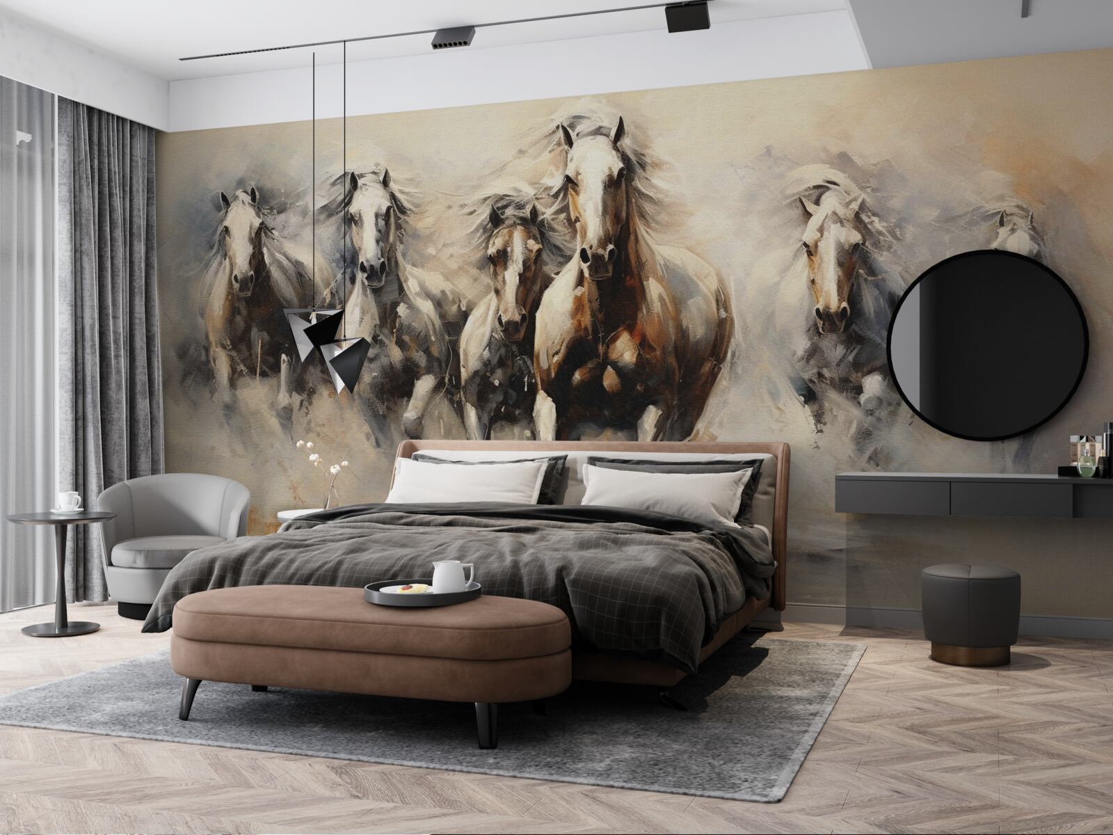 Fototapeta galopuje grupa koni