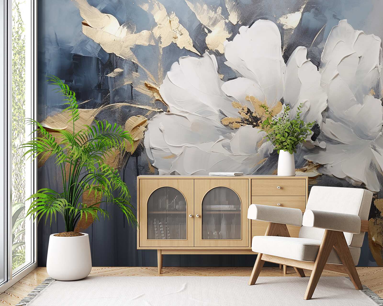 Fototapeta podczas ulewy miękkie śnieżnobiałe pąki