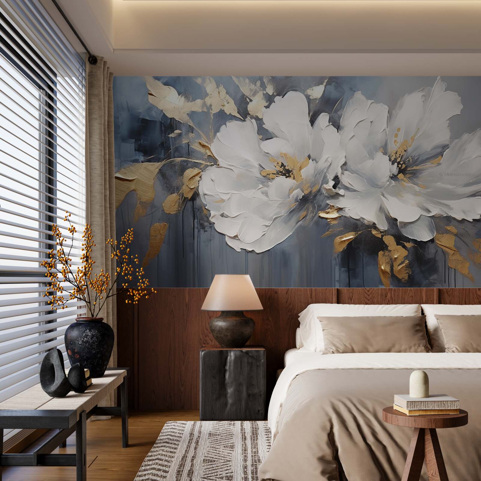 Fototapeta podczas ulewy miękkie śnieżnobiałe pąki