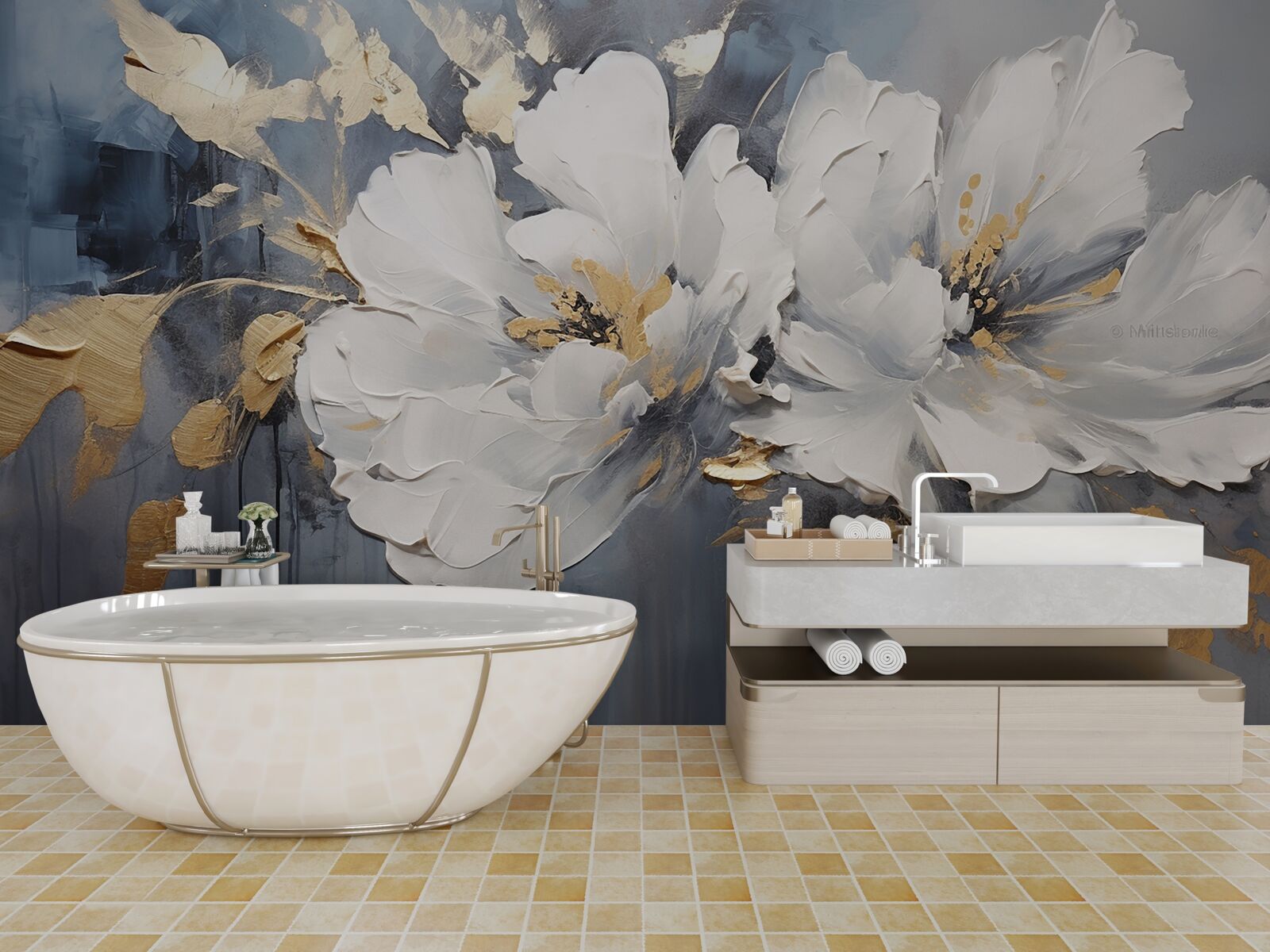 Fototapeta podczas ulewy miękkie śnieżnobiałe pąki