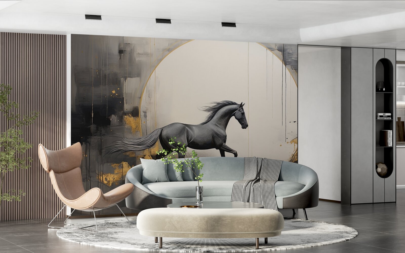 Fototapeta galopujący czarny koń