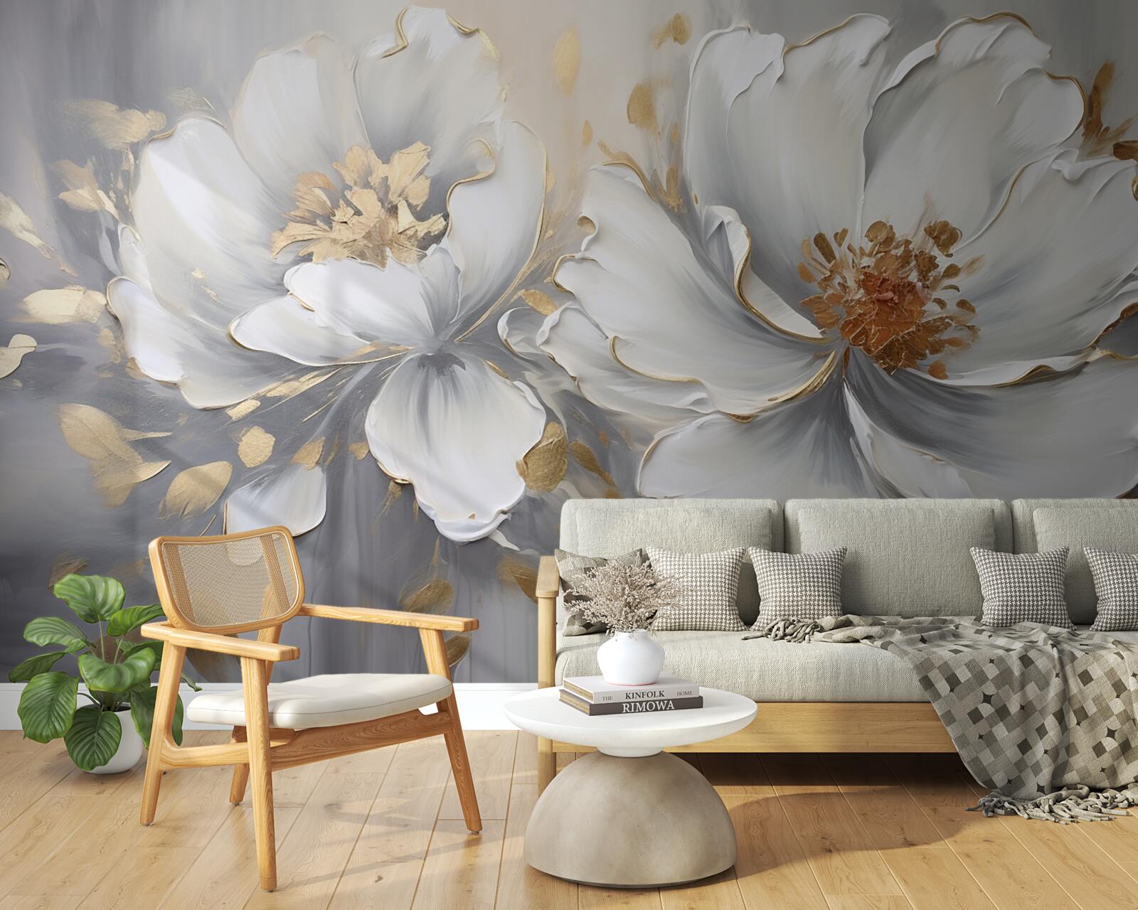 Fototapeta luksusowe pąki kwiatowe w śnieżnobiałym kolorze