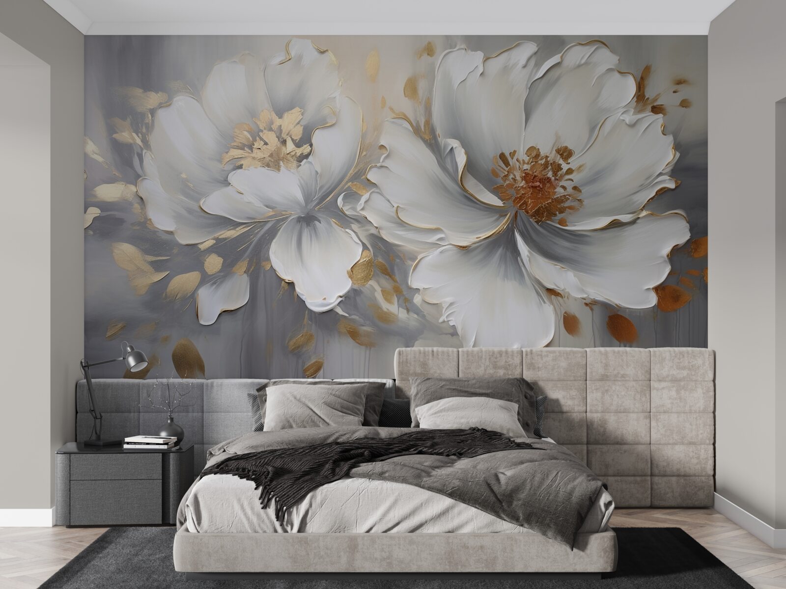 Fototapeta luksusowe pąki kwiatowe w śnieżnobiałym kolorze