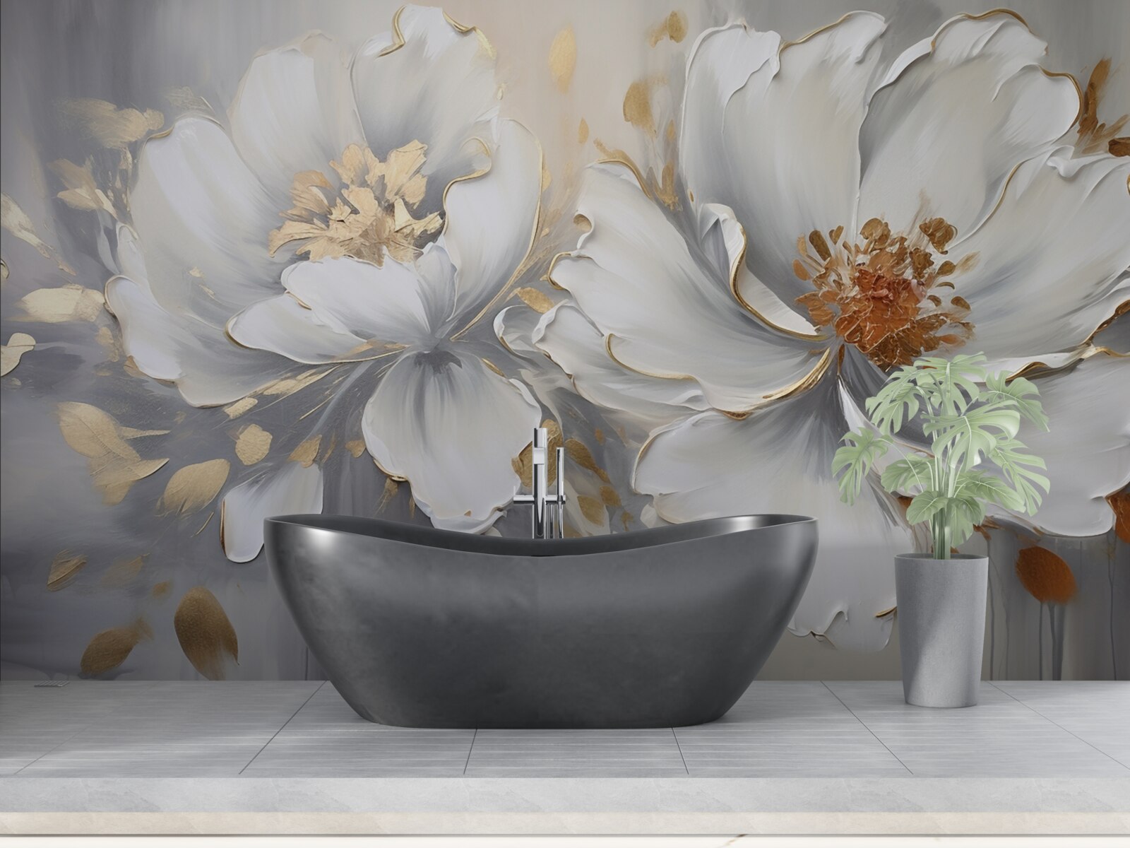 Fototapeta luksusowe pąki kwiatowe w śnieżnobiałym kolorze