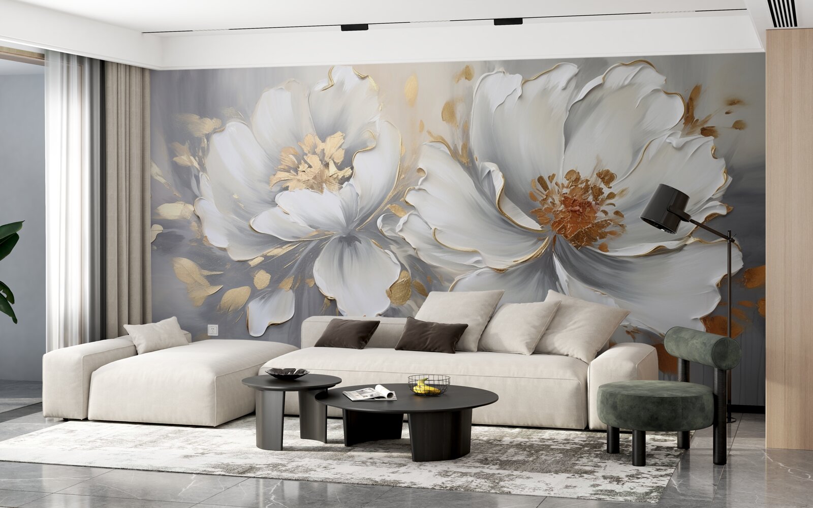 Fototapeta luksusowe pąki kwiatowe w śnieżnobiałym kolorze