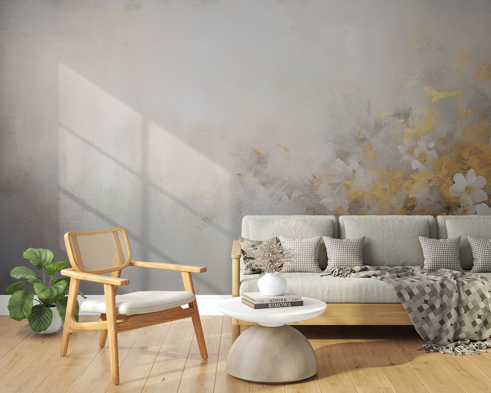 Fototapeta mglisty jesienny poranek w gęstym lesie