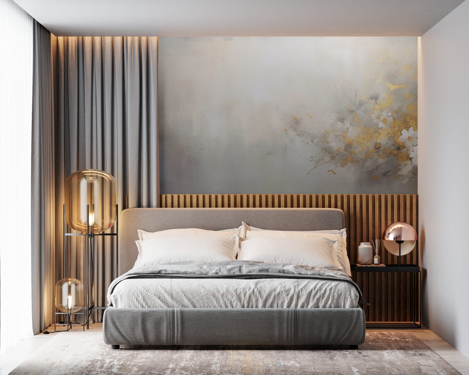 Fototapeta mglisty jesienny poranek w gęstym lesie