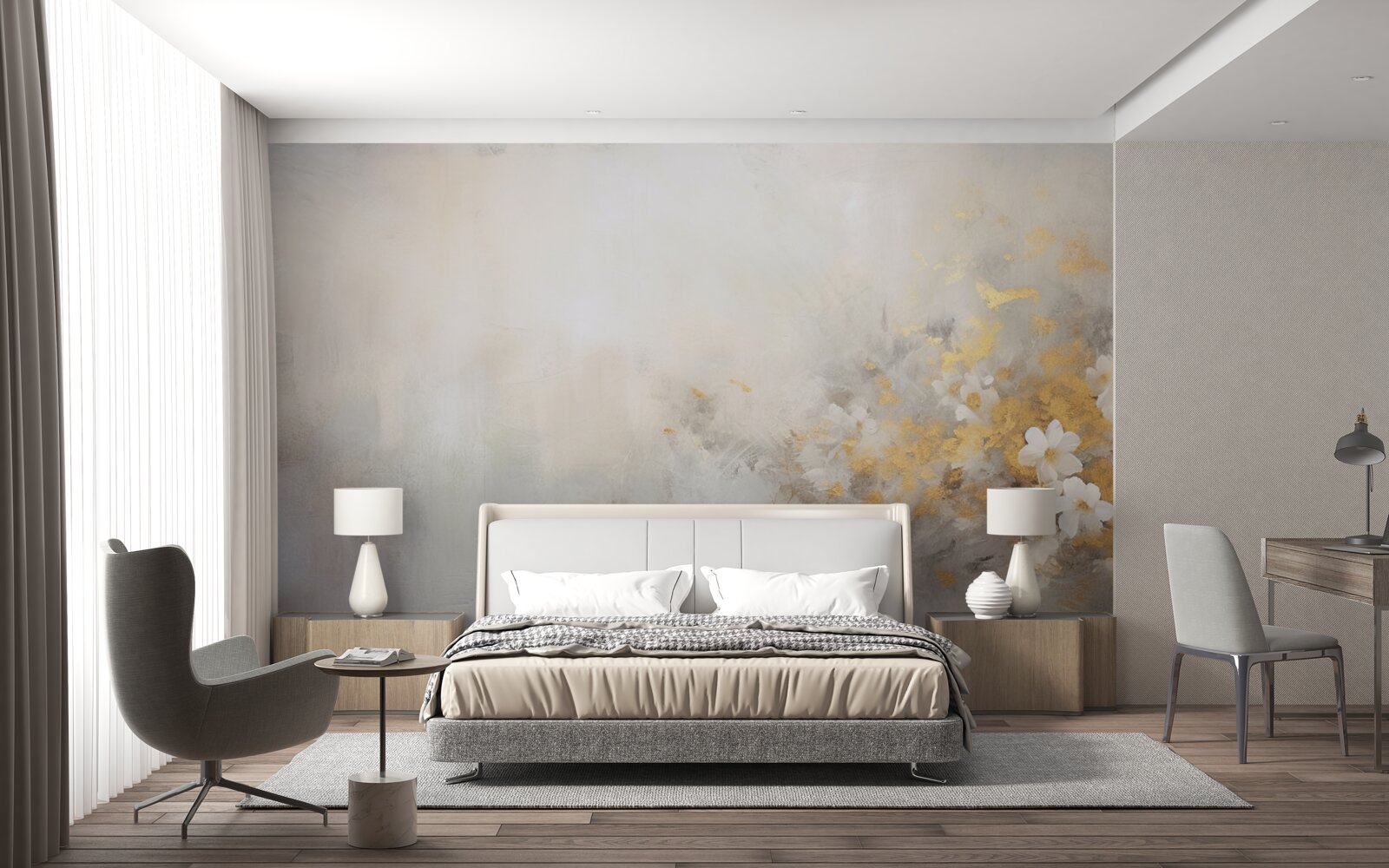 Fototapeta mglisty jesienny poranek w gęstym lesie