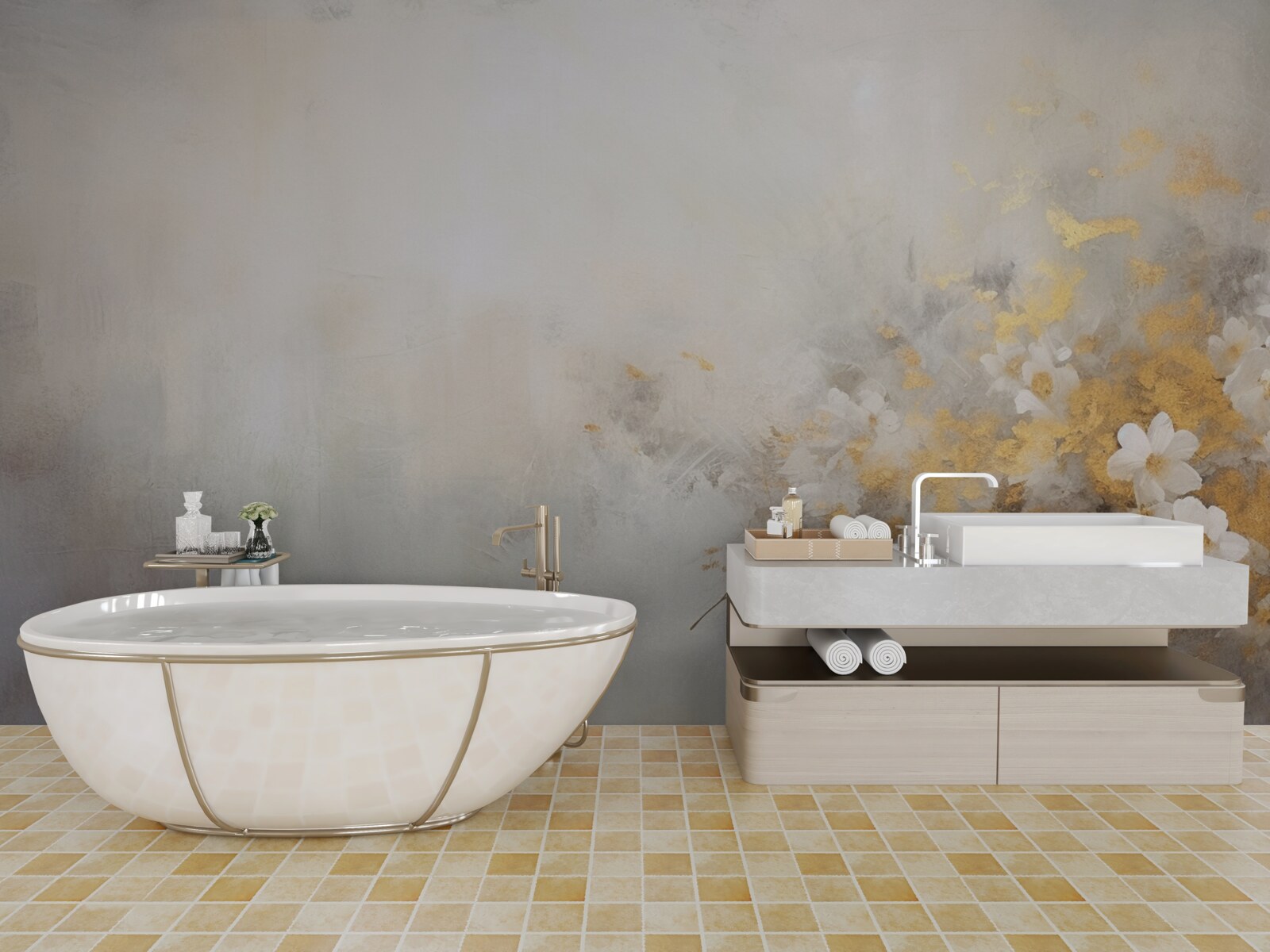 Fototapeta mglisty jesienny poranek w gęstym lesie