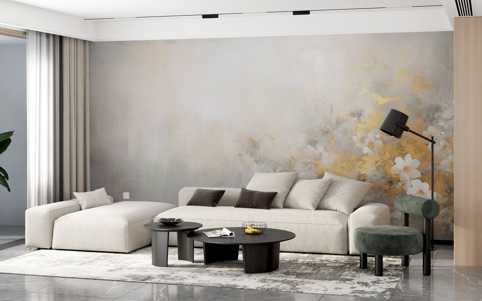 Fototapeta mglisty jesienny poranek w gęstym lesie