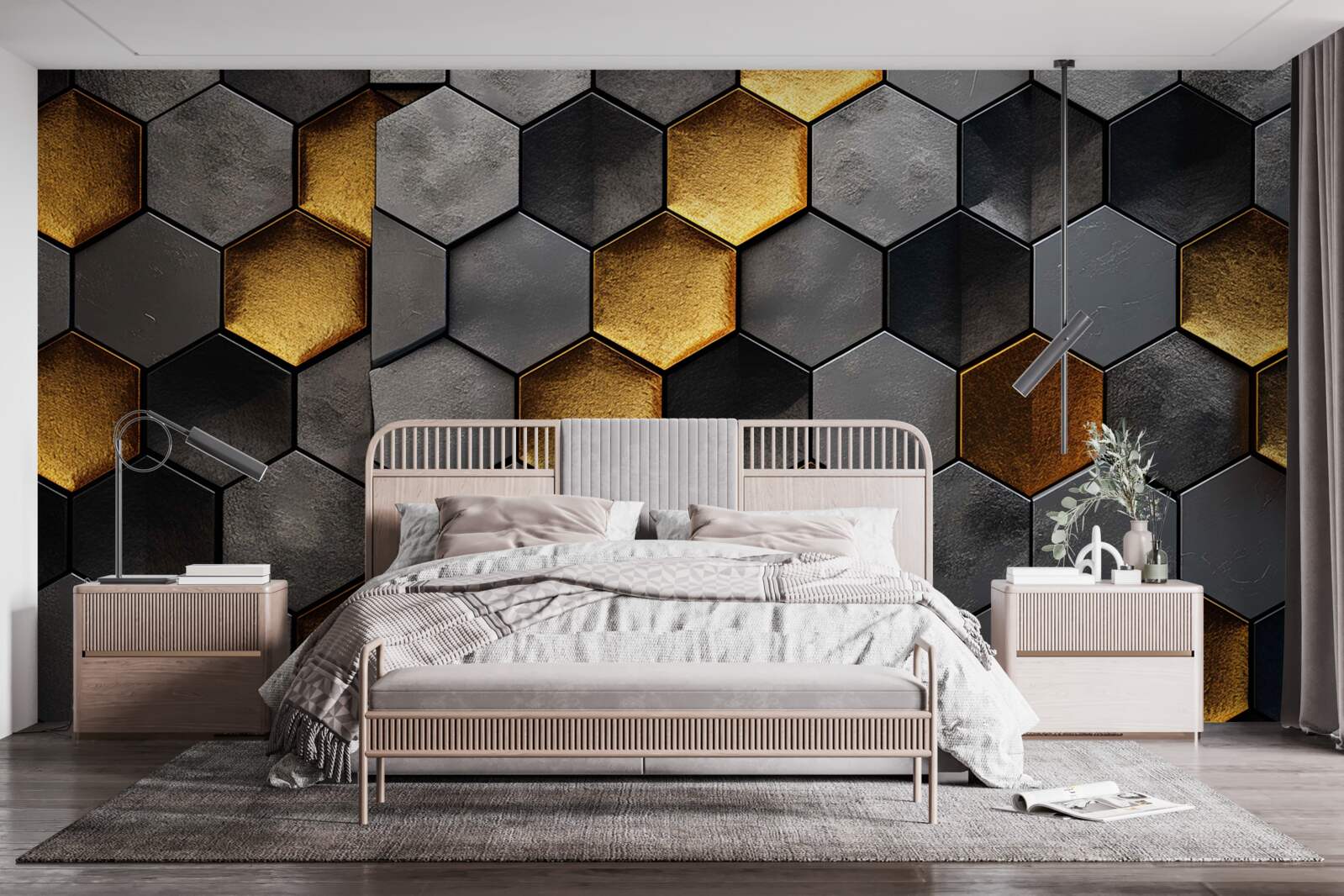 Fototapeta symulacja uli pszczół ze złotem