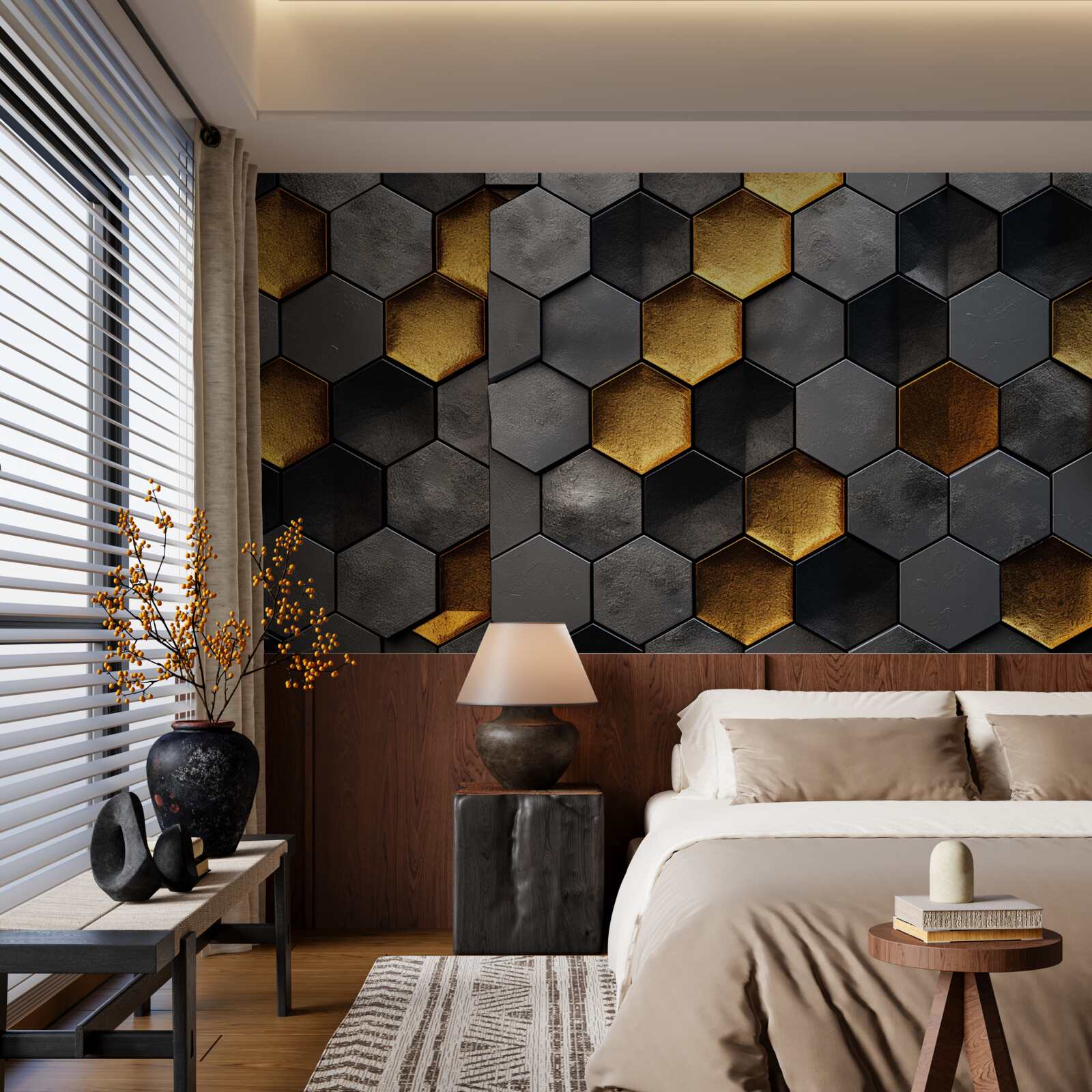 Fototapeta symulacja uli pszczół ze złotem