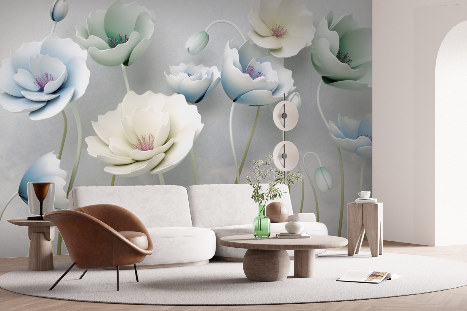 Fototapeta krople wody na smukłych makach o różnych odcieniach