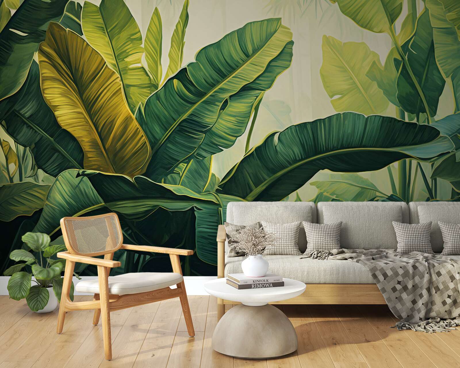 Fototapeta duże liście dżungli przesiąknięte bogatym zielonym kolorem