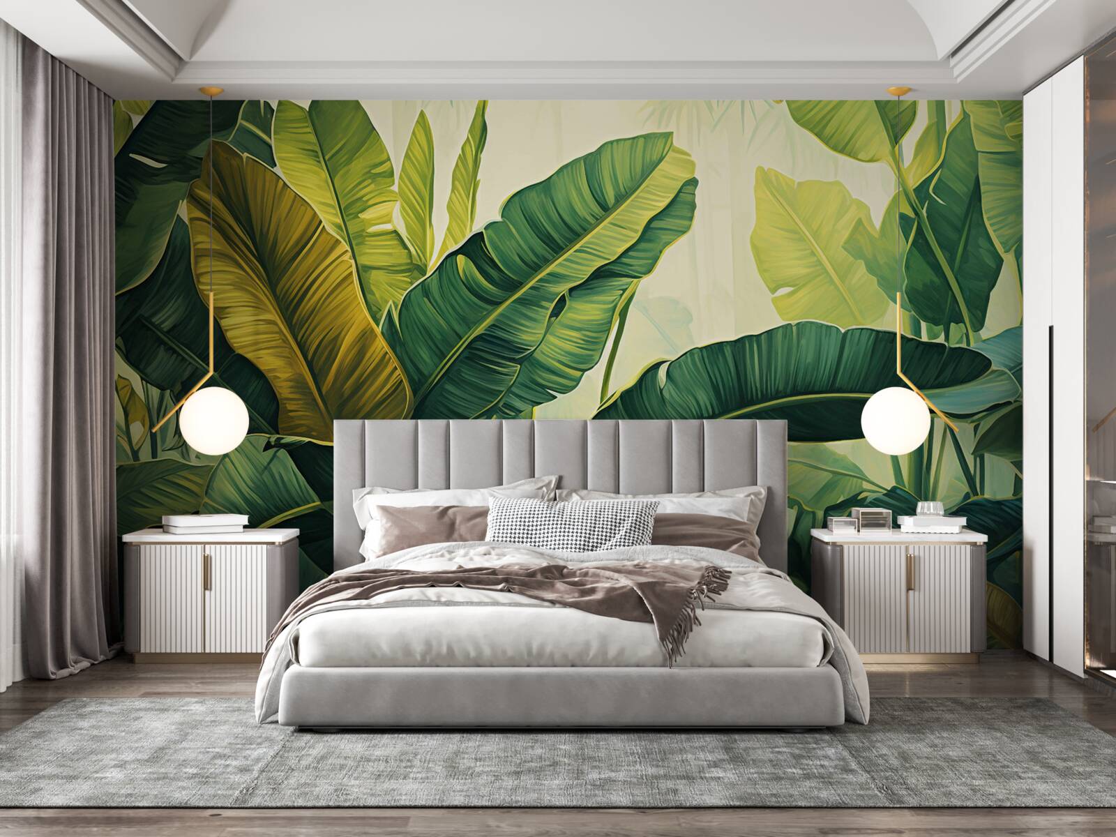 Fototapeta duże liście dżungli przesiąknięte bogatym zielonym kolorem