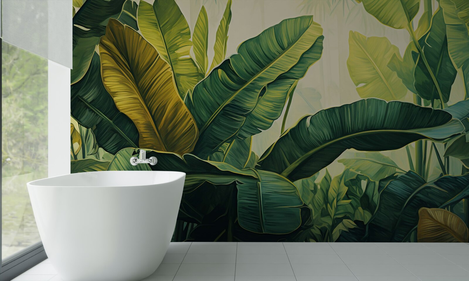 Fototapeta duże liście dżungli przesiąknięte bogatym zielonym kolorem