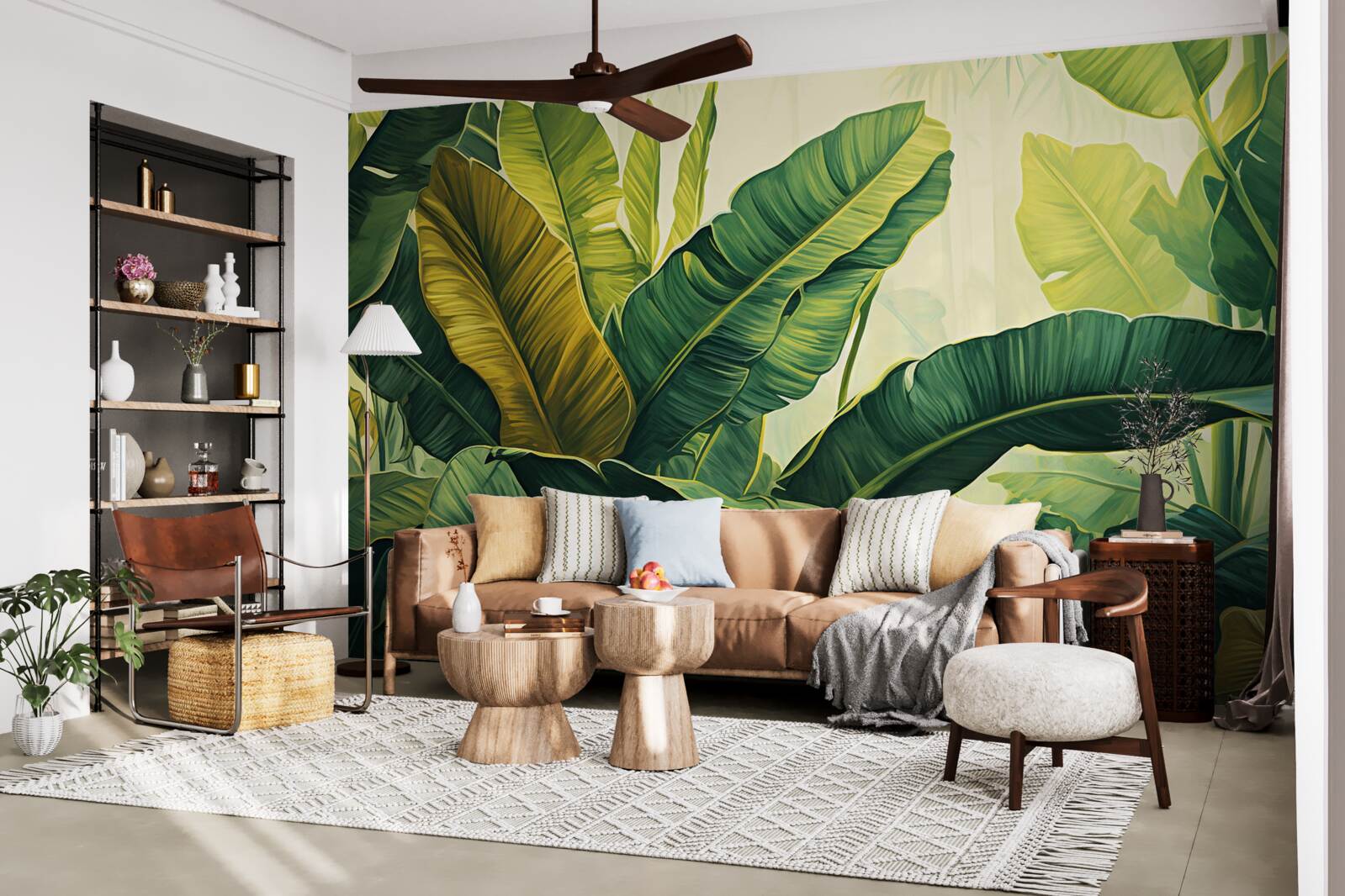 Fototapeta duże liście dżungli przesiąknięte bogatym zielonym kolorem