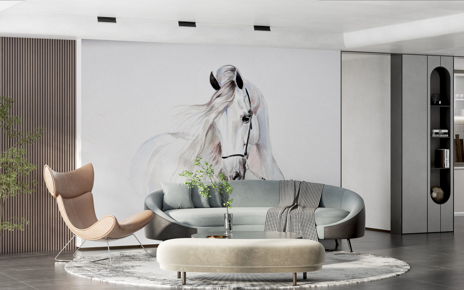 Fototapeta biały koń pociągowy