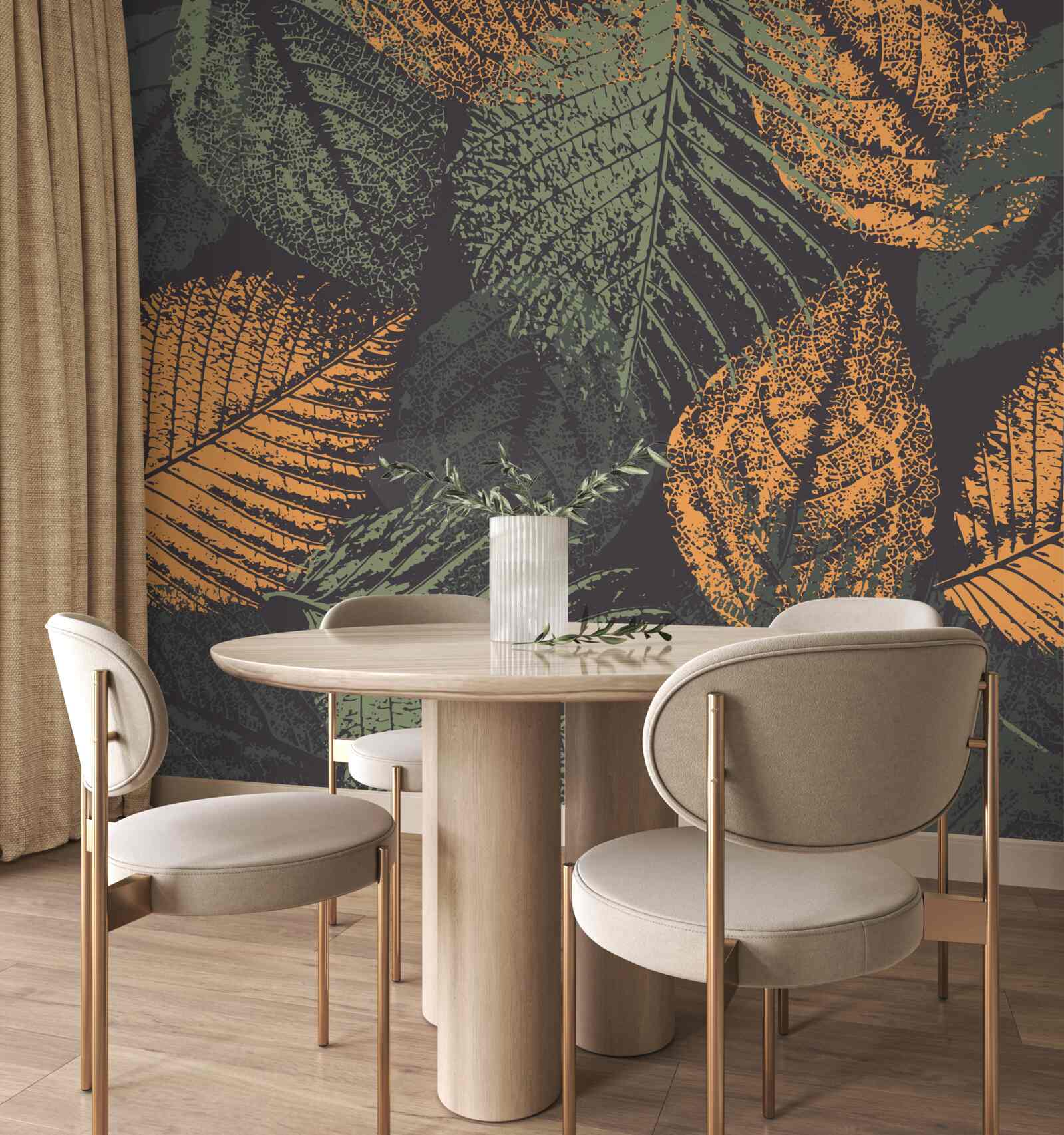 Fototapeta akwarele przedstawiające jesienne liście