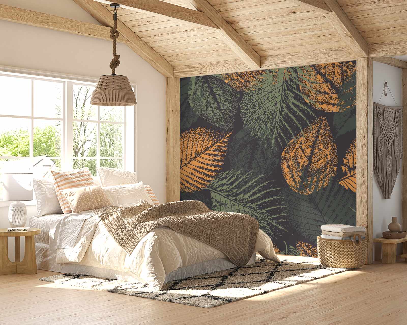 Fototapeta akwarele przedstawiające jesienne liście