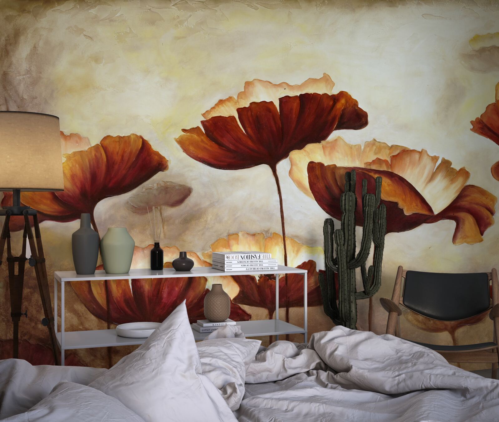 Fototapeta smukłe czerwone maki spotykają świt