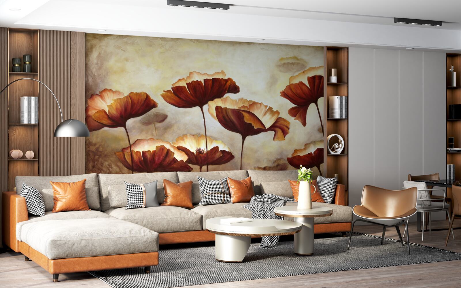 Fototapeta smukłe czerwone maki spotykają świt