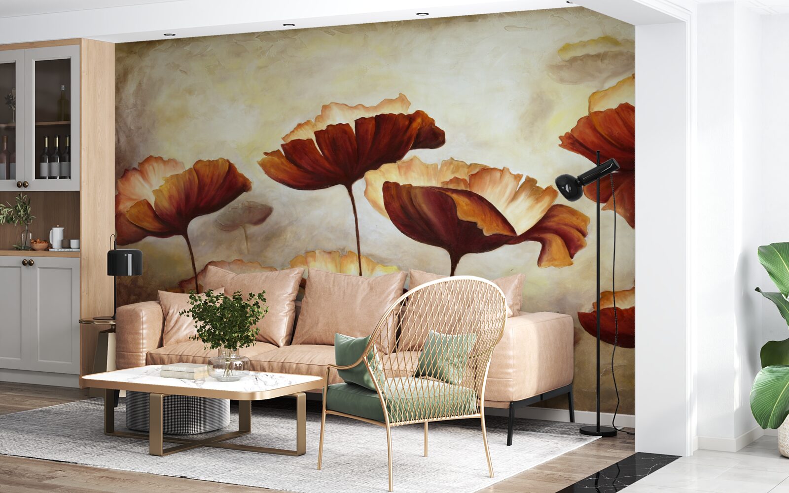 Fototapeta smukłe czerwone maki spotykają świt