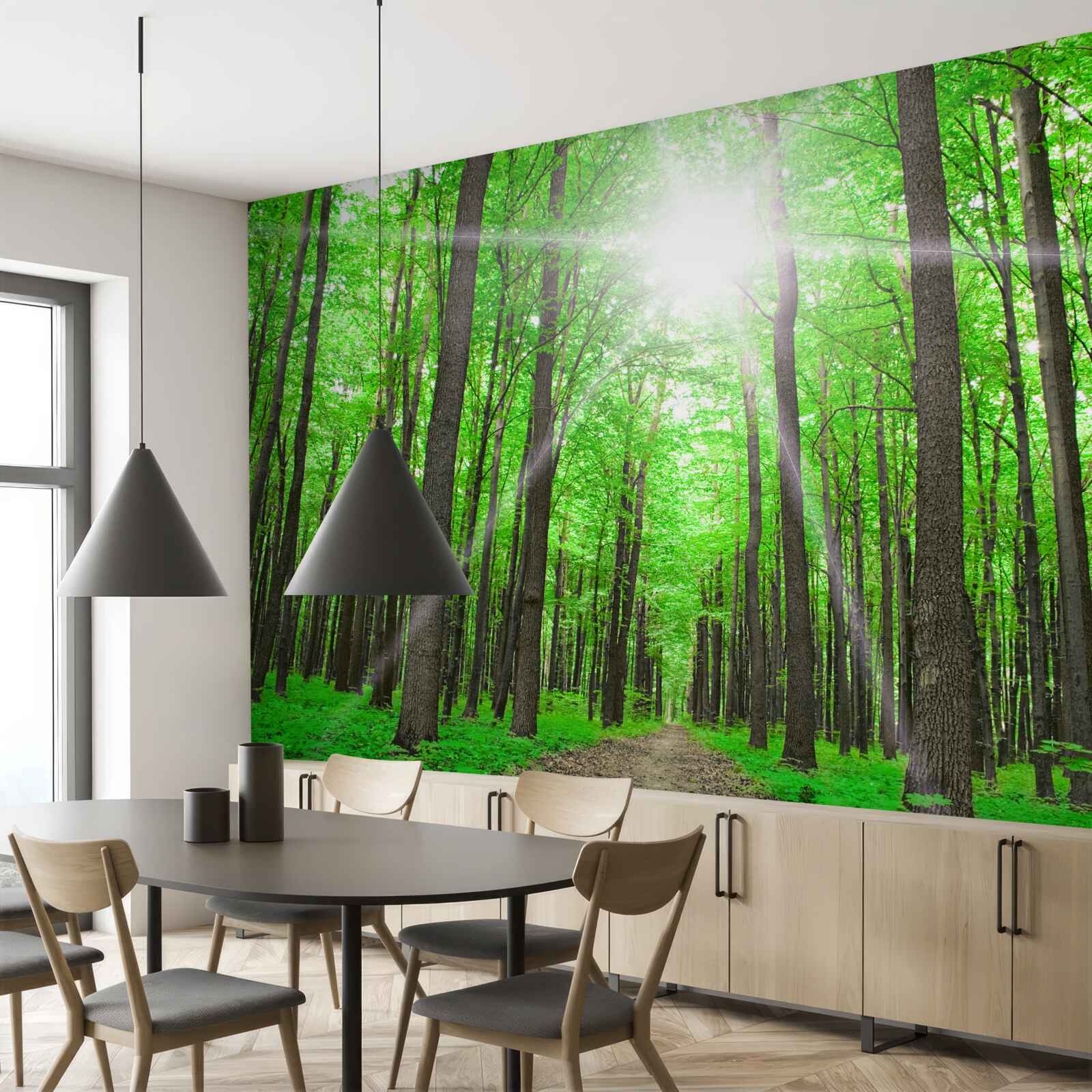 Fototapeta jasny świetlik w gęstej zieleni drzew