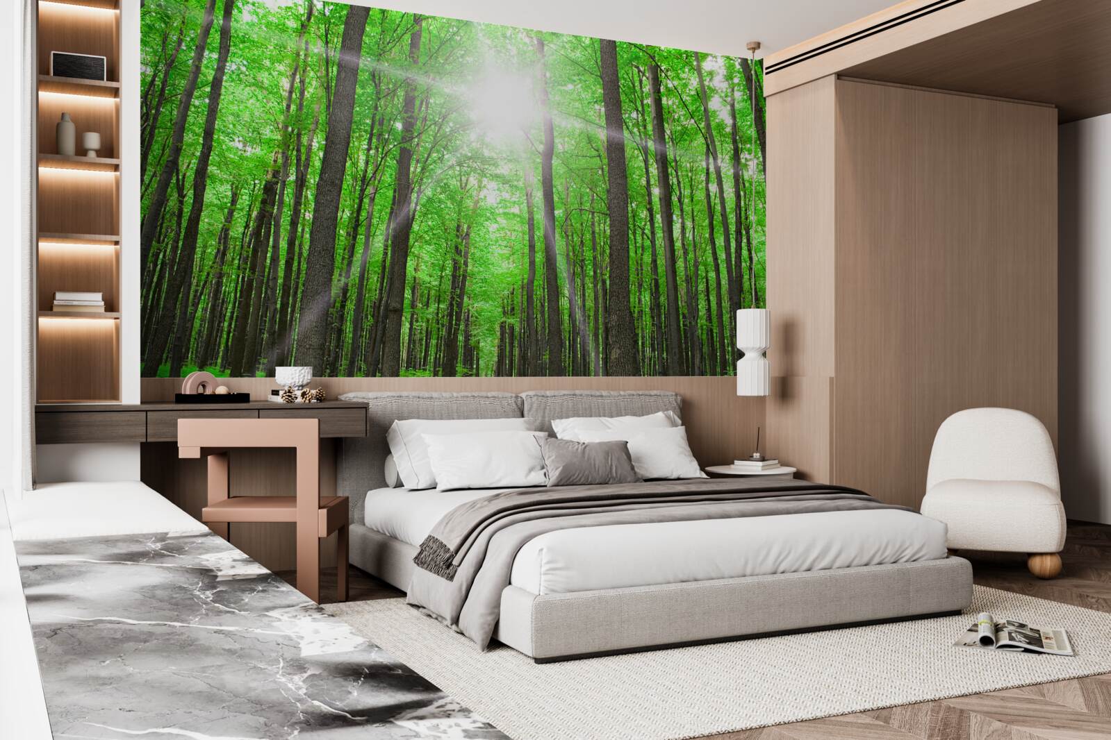 Fototapeta jasny świetlik w gęstej zieleni drzew