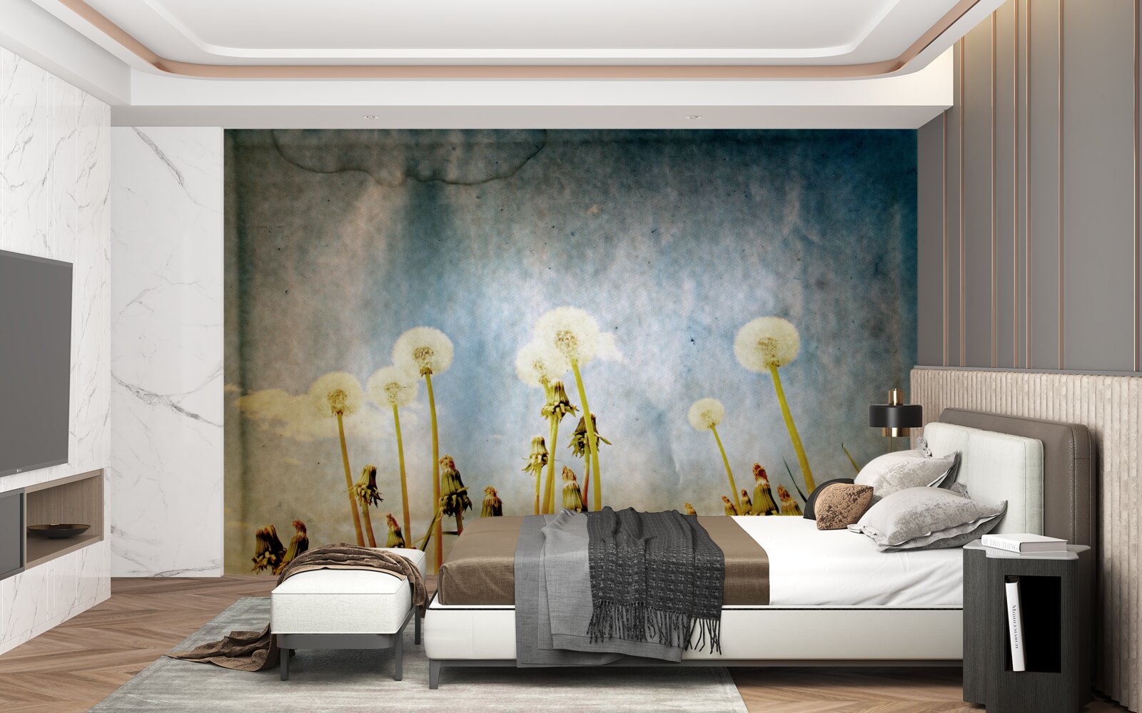 Fototapeta zachód słońca witają wdzięczne mlecze