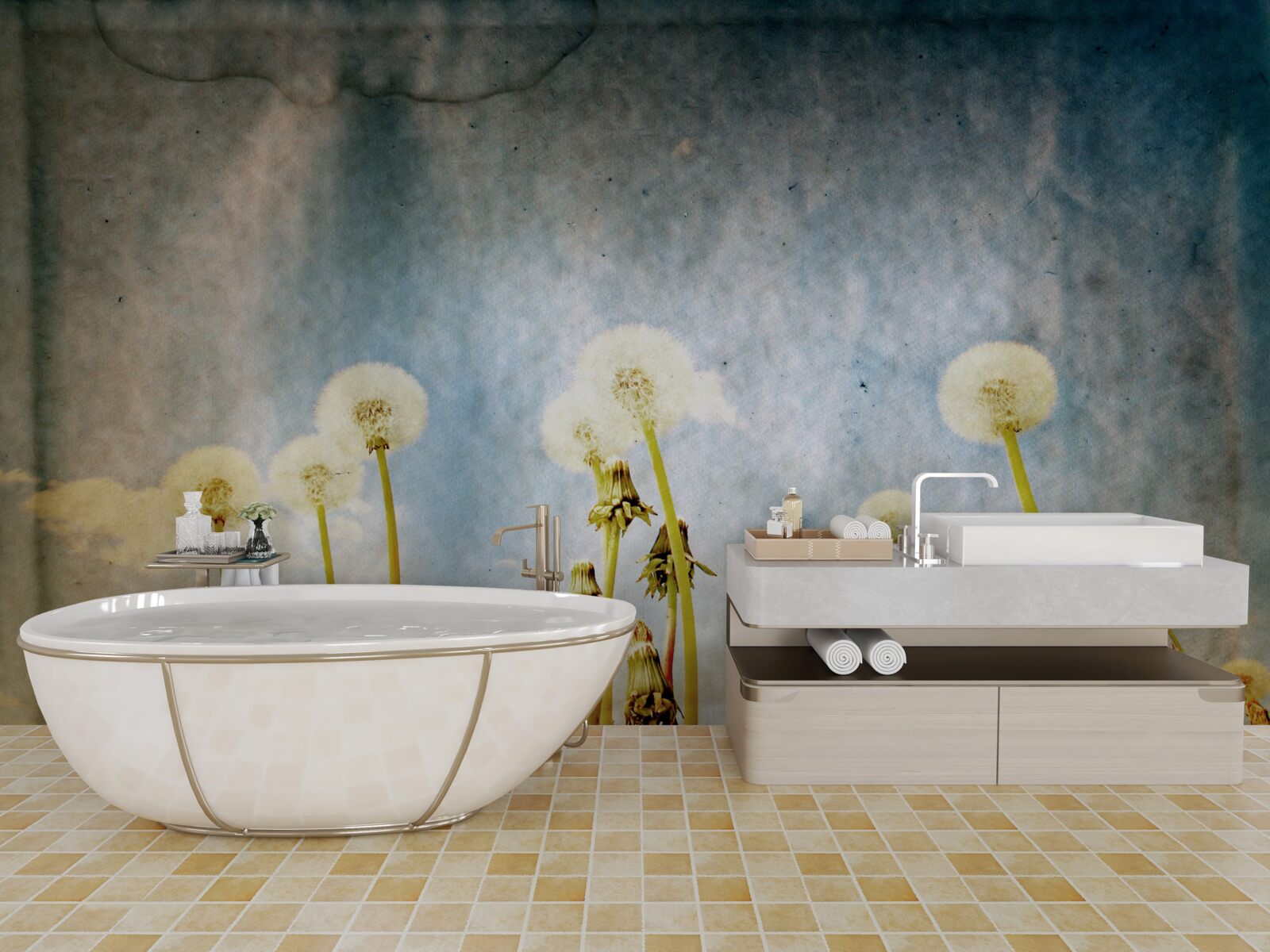 Fototapeta zachód słońca witają wdzięczne mlecze