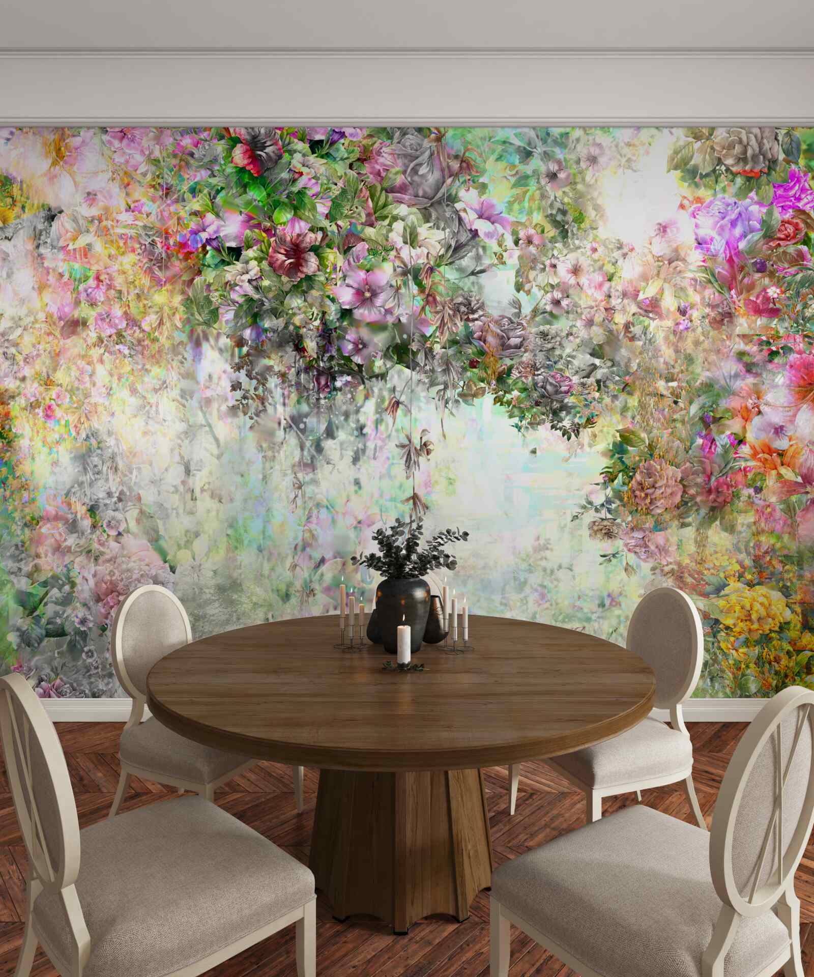 Fototapeta malownicza letnia ścieżka usiana kwiatami w lesie