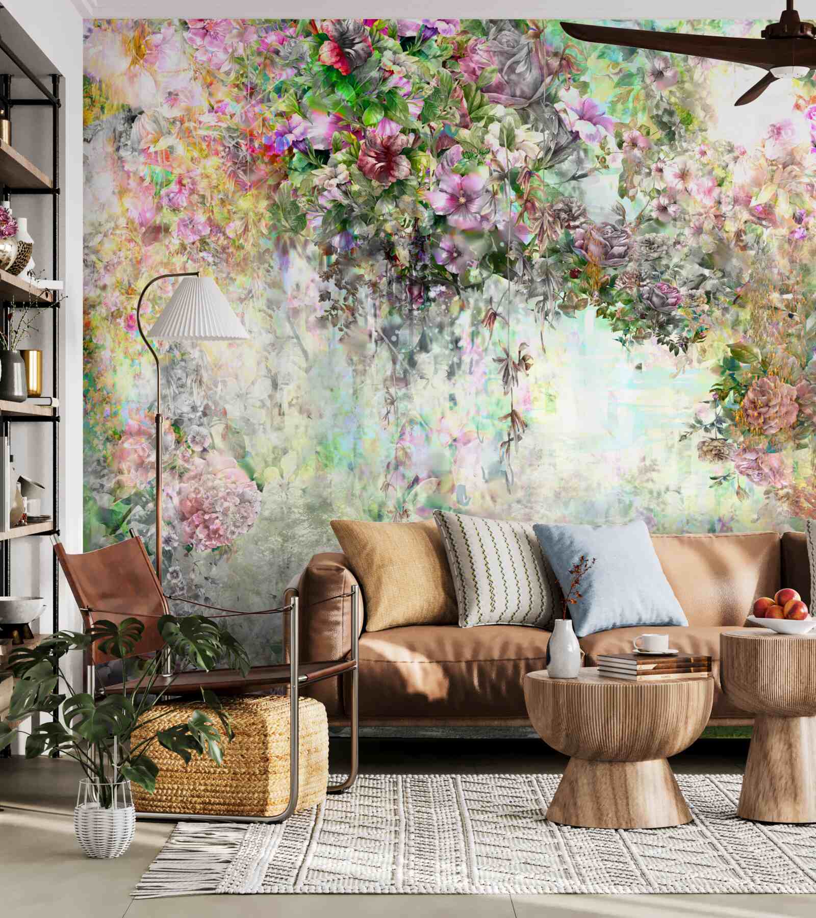 Fototapeta malownicza letnia ścieżka usiana kwiatami w lesie