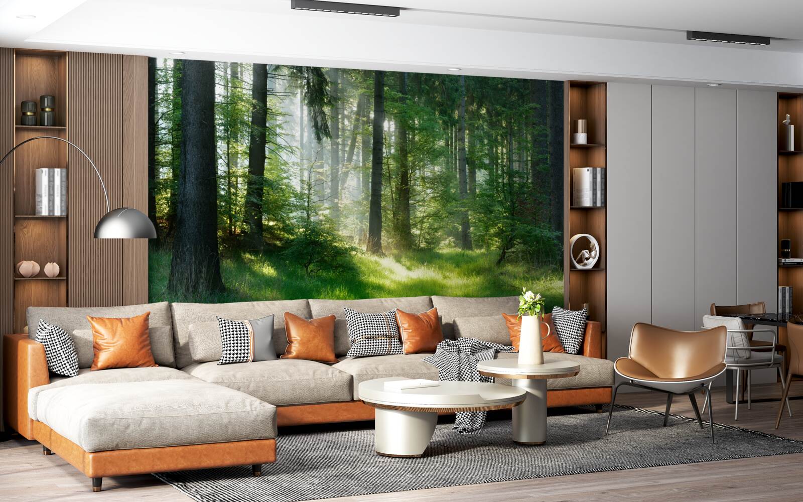 Fototapeta poranek w lesie, w otoczeniu zieleni