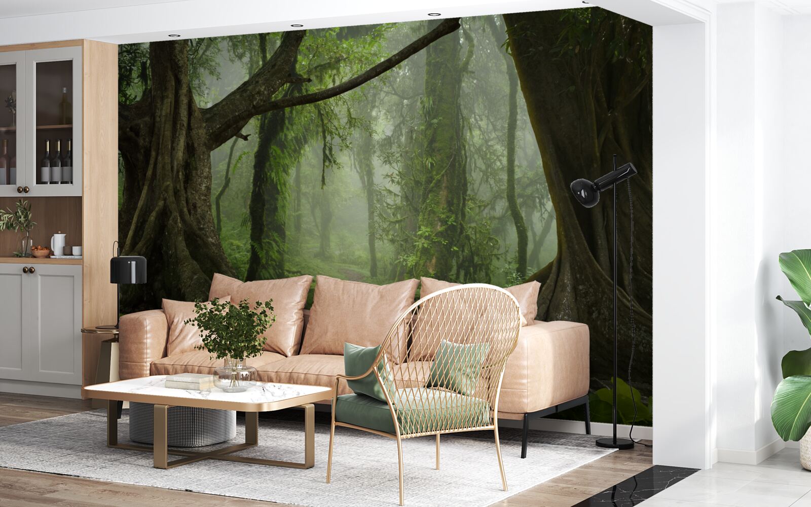 Fototapeta mistyczna ścieżka otoczona bujnym lasem