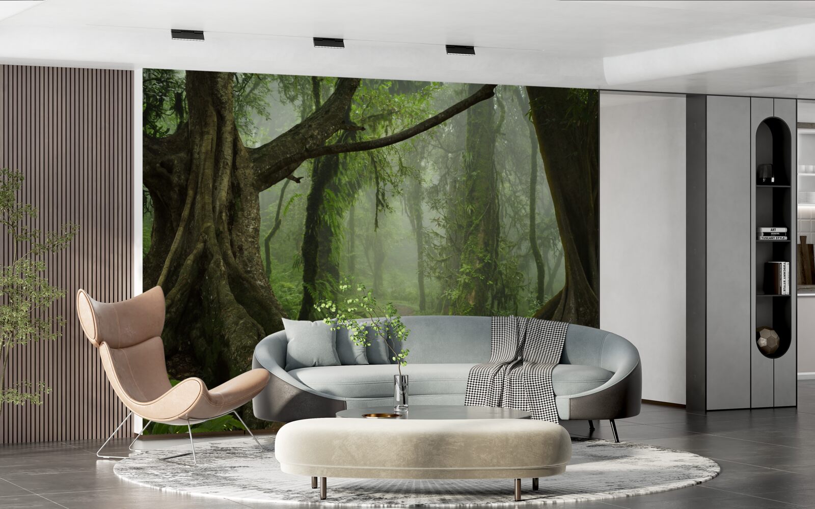 Fototapeta mistyczna ścieżka otoczona bujnym lasem