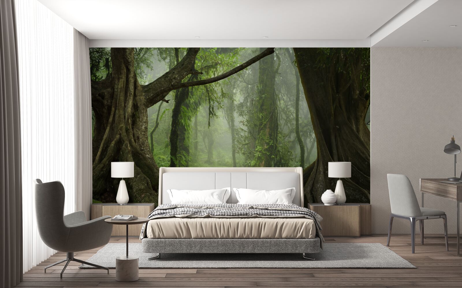 Fototapeta mistyczna ścieżka otoczona bujnym lasem