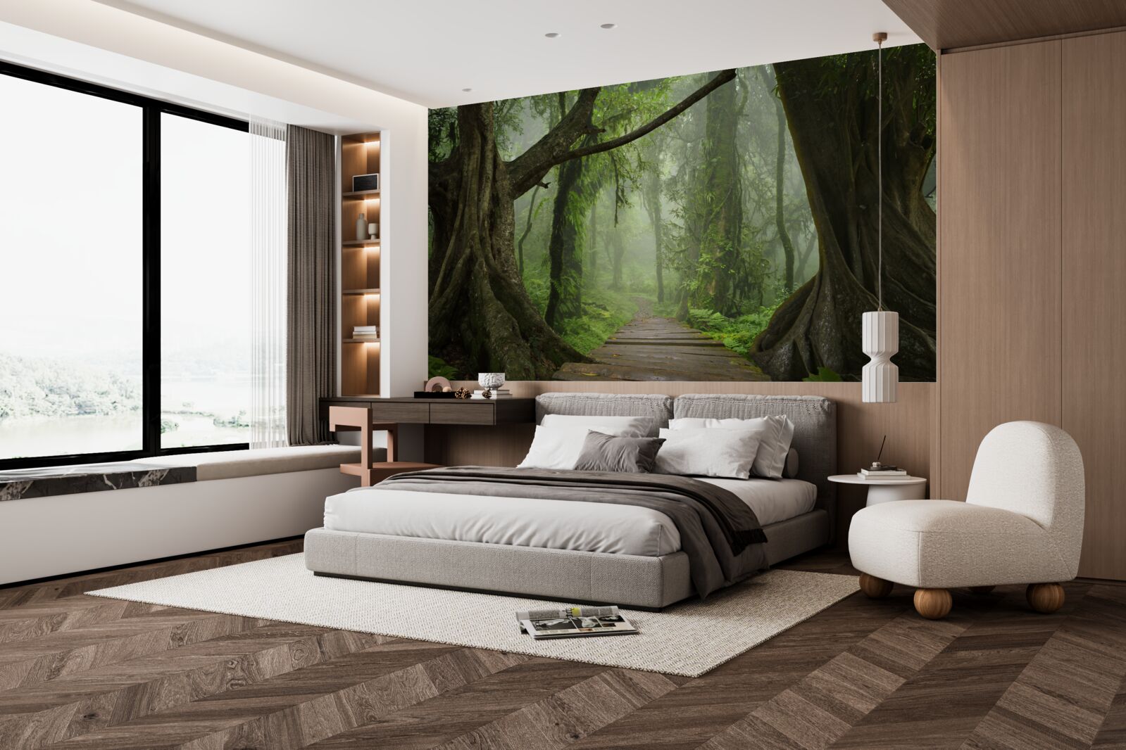 Fototapeta mistyczna ścieżka otoczona bujnym lasem